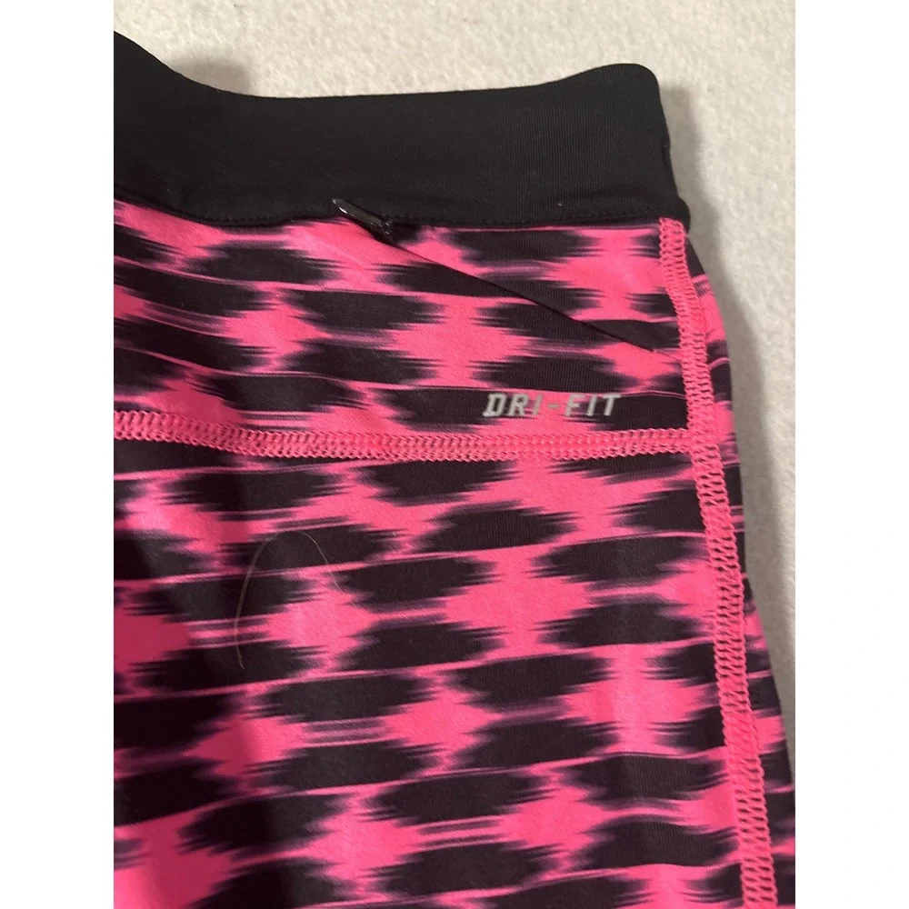 Nike Dri-Fit Pro Running Cropped Leggings Pink Black Ikat Pattern XS‎